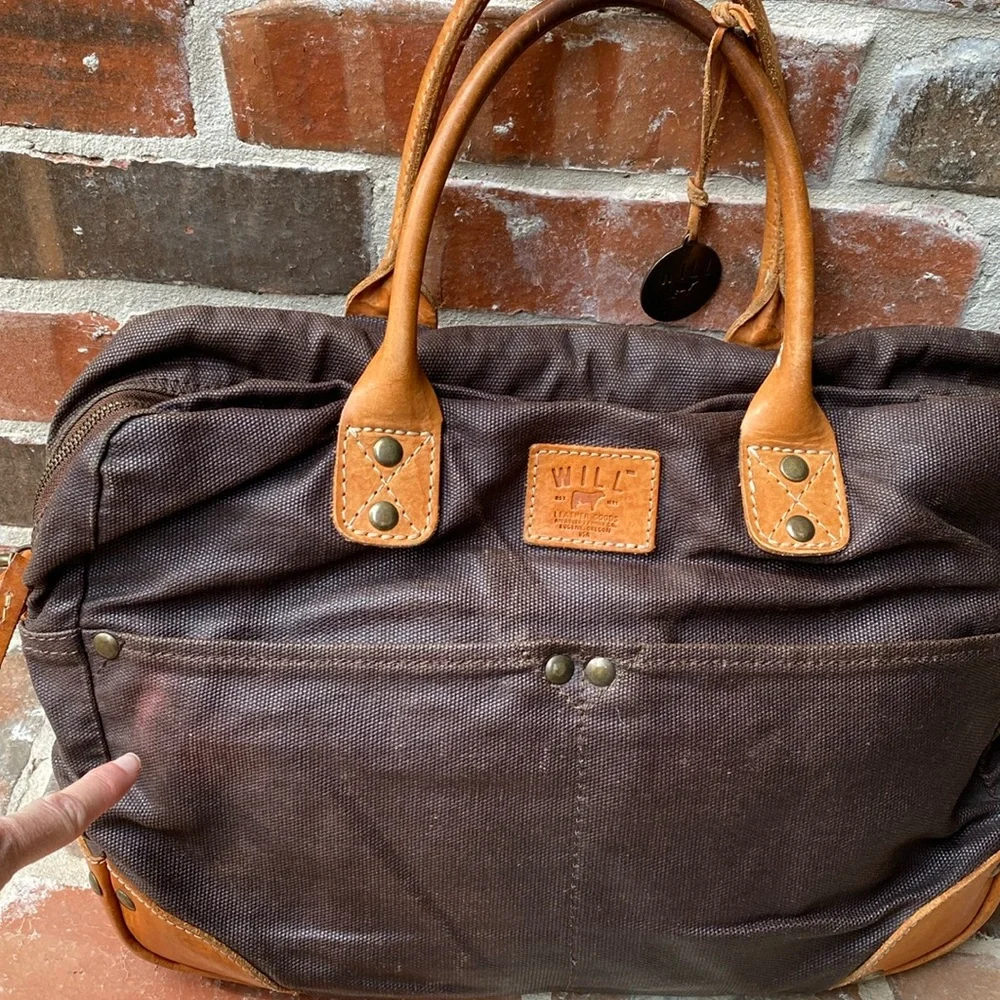 WILL LEATHER GOODS Canvas & Leather Overnighter/Briefcase/Laptop Bag